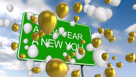 Ein-Neues-Jahr,-Ein-Neues-Du-Und-Luftballons-Am-Blauen-Himmel