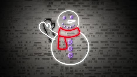 Snowman-neon-sign-on-brick-wall