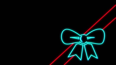 Ribbon-and-bow-neon-sign-on-black-background