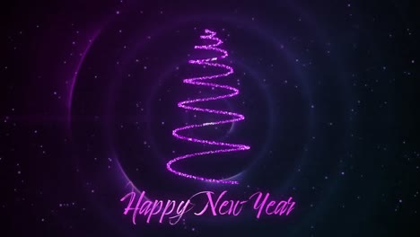 Feliz-Año-Nuevo-Y-árbol-De-Navidad-En-Morado