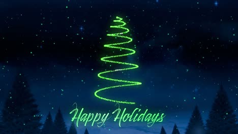 Felices-Fiestas-Y-árbol-De-Navidad-En-Verde