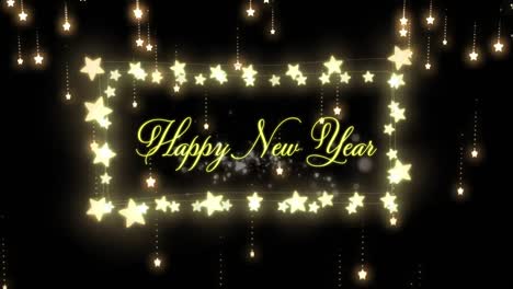 Happy-New-Year-in-a-glowing-frame-on-black-background