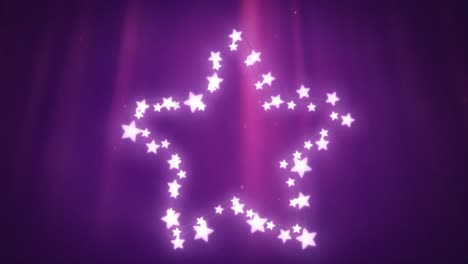 Leuchtender-Stern-Aus-Lichterketten-Auf-Violettem-Hintergrund