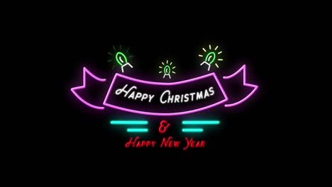 Happy-Christmas-&-Happy-New-Year-neon-sign-on-black-background