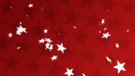 Sterne-Fallen-Auf-Einen-Roten-Hintergrund