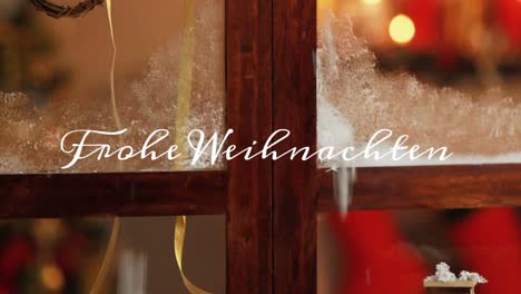 Frohe-Weihnachten-written-over-window-with-decorations