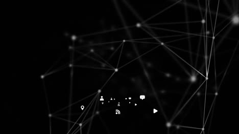 Network-of-communication-icons-on-black-background