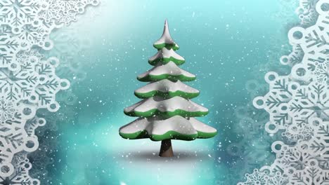 Nieve-Cayendo-Y-árbol-De-Navidad
