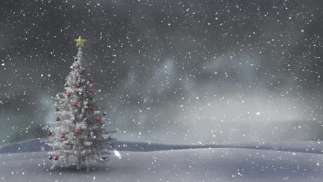 Schnee-Fällt-Und-Weihnachtsbaum