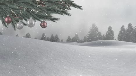 Nieve-Cayendo-Y-árbol-De-Navidad
