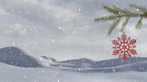 Nieve-Cayendo-Y-Adornos-Navideños