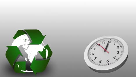 Recycling-Schild-Und-Uhr