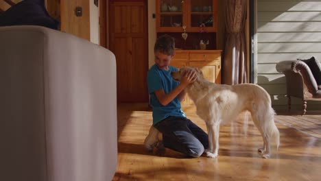 Boy-at-home-with-his-dog-4k