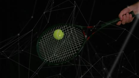Netzwerk-Verbundene-Punkte-Mit-Mann,-Der-Tennis-Spielt