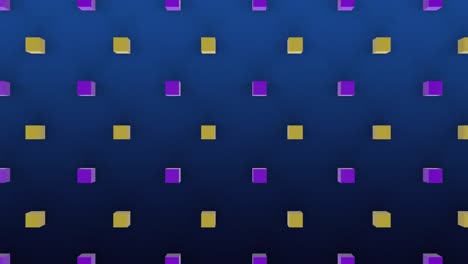 Moving-3D-yellow-and-purple-cubes-on-blue-background