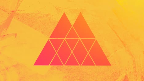 Oranger-Und-Rosa-Hintergrund-Durch-Gelben-Dreieckigen-Vordergrund