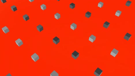 3D-Graue-Quadrate-Auf-Rotem-Hintergrund