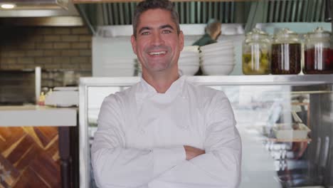 Caucasian-man-smiling-in-the-kitchen