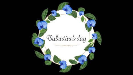 Animación-De-Una-Tarjeta-Del-Día-De-San-Valentín-Con-Flores-Sobre-Fondo-Negro