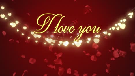 Animation-of-I-Love-You-in-golden-letters-on-red-background