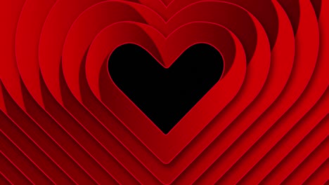 Multiple-hearts-appearing-and-disappearing-on-black-background