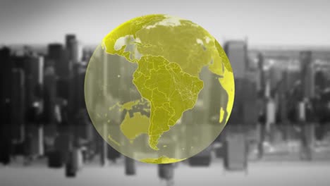 Digital-yellow-globe-in-the-city