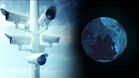 CCTV-Kameras-Und-Digitaler-Globus