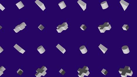 Animation-of-yellow-shapes-in-purple-background