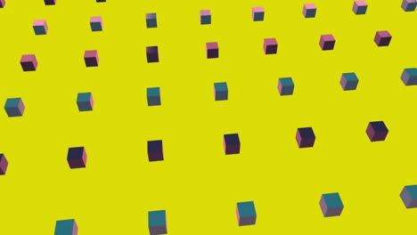 Animation-of-purple-and-purple-squares-in-yellow-background