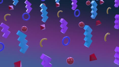 Animation-of-colored-shapes-in-purple-background