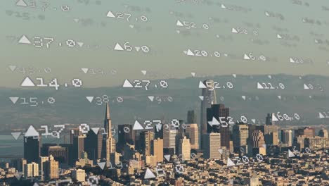 Animation-of-different-numbers-with-city-in-background