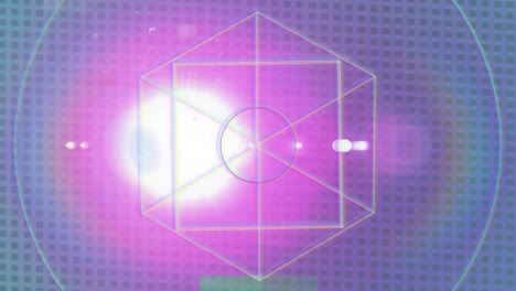 Animation-of-geometric-shapes-in-purple-background