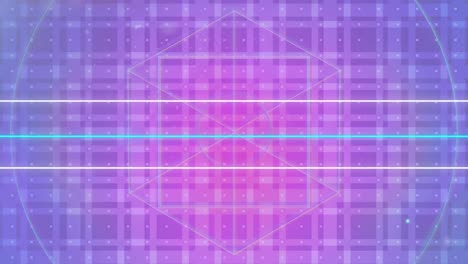 Animation-of-geometric-shapes-and-purple-background