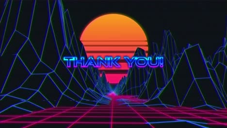 Animation-vintage-video-game-screen-with-words-thank-you-written