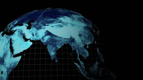 Animation-of-rotating-blue-glowing-digital-globe