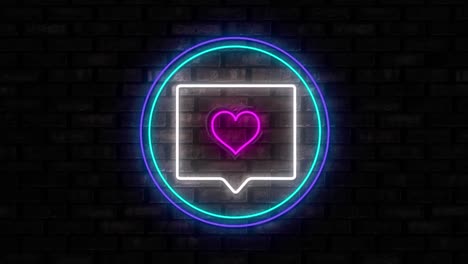 Illuminated-message-with-love-neon-sign-on-black-brick-wall-background
