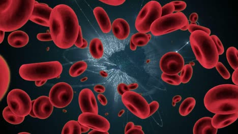 Animation-Roter-Blutkörperchen-Mit-Weltkugel-Im-Hintergrund