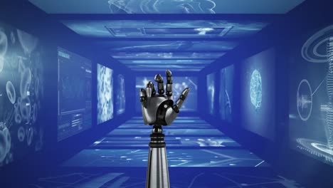 Digitally-generated-video-of-robotic-hand-and-medical-data-processing