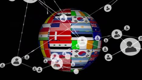 Connectors-moving-and-digital-data-with-flag-globe-