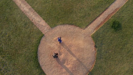 High-angle-view-of-baseball-players-during-a-match