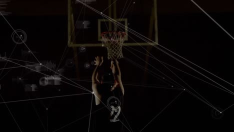 Animation-Des-Verbindungsnetzwerks-Beim-Eintauchen-Eines-Basketballspielers