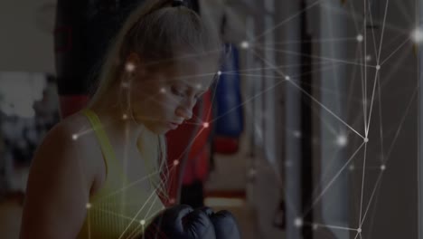 Animation-of-network-of-connections-with-female-boxer