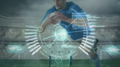 Animation-of-data-processing-with-rugby-player-in-slow-motion