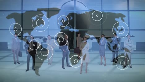 Animation-Des-Globalen-Netzwerks-Von-Verbindungen-Mit-Menschen-Im-Hintergrund