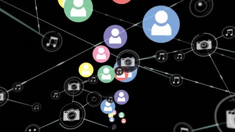 Animation-of-network-connections-with-camera-icons