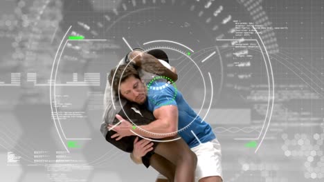 Animation-of-data-processing-with-rugby-players-in-background