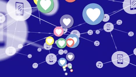 Animation-of-network-connections-with-smartphone-and-music-icons