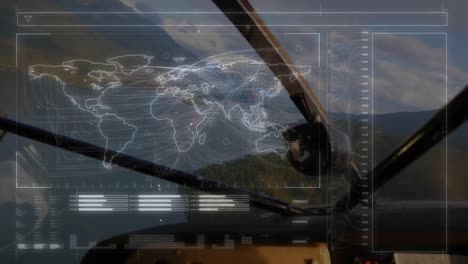 Animation-Des-Globalen-Netzwerks-Von-Verbindungen-Aus-Dem-Flugzeugcockpit