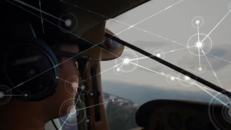 Animation-of-global-network-of-connections-seen-from-aeroplane-cockpit