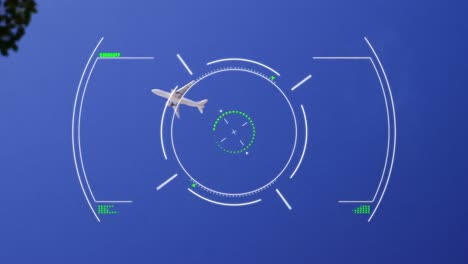 Animation-Des-Flugsicherungssystems-Mit-Flugzeug-Im-Hintergrund